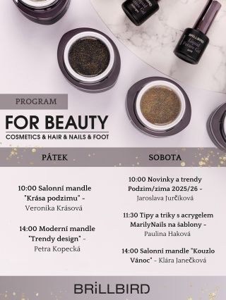 I letos to bude jízda! Přijďte se inspirovat ZDARMA na náš stánek BrillBird v Praze na veletrhu FOR BEAUTY! Čekají vás...